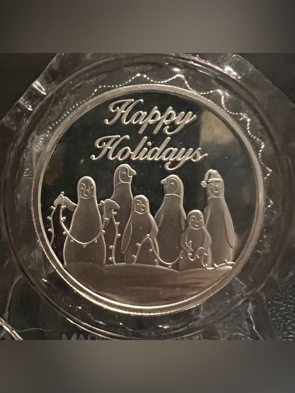 2002 1 oz.999 fine silver round with a Christmas ornament design. - Picture 2 of 2